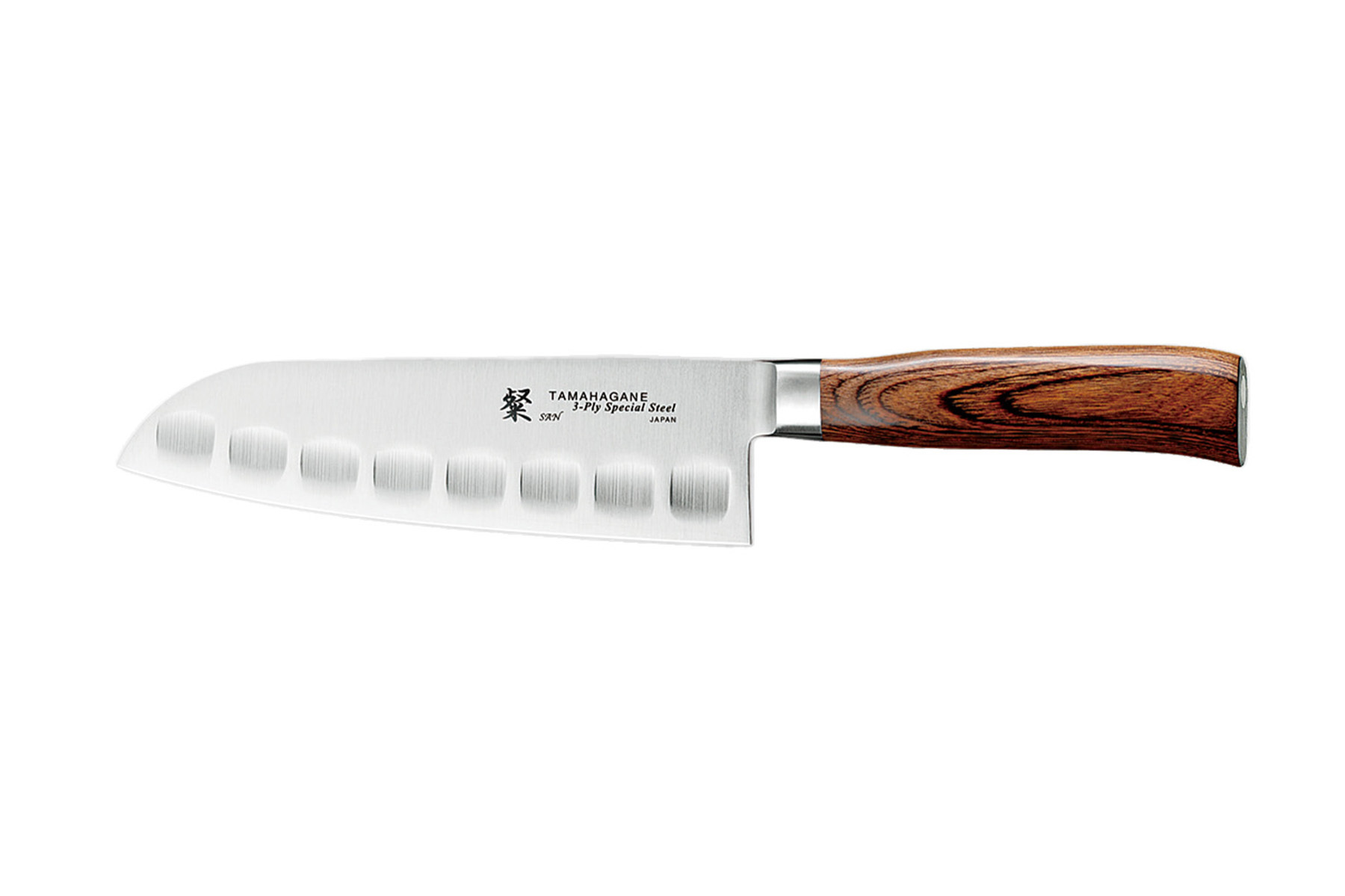 Couteau japonais Tamahagane San - Couteau santoku lame alvéolée 17,5 cm
