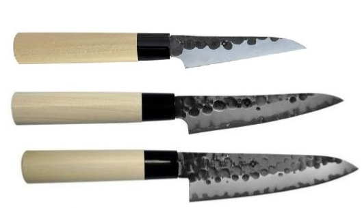 Set de 3 couteaux japonais Tojiro Zen Hammered forme Européenne